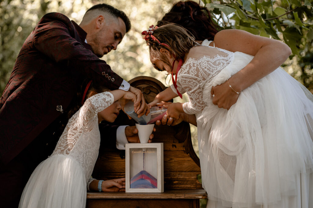 Cérémonie laïque mariage au moulin du champ, rituel du sable